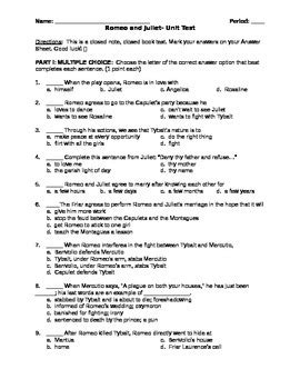 Where Can I Find the Romeo and Juliet Unit Test Answer Key?